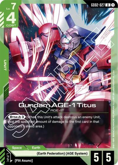 Gundam AGE-1 Titus GD02-027 Dual Impact Gundam card