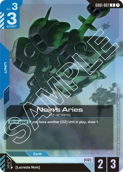 Noin's Aries GD01-007 Newtype Rising Gundam card