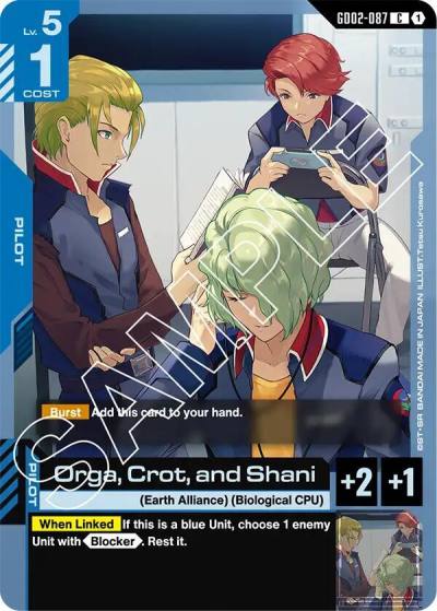 Orga, Crot, and Shani GD02-087 Dual Impact Gundam card
