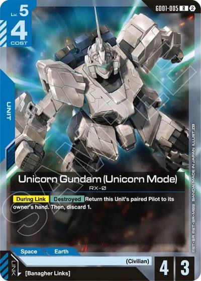 unicorn gundam unicorn mode GD01-005 Deck Build Box Freedom Ascension Gundam card