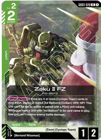 Zaku II FZ GD03-020 Starter Deck 06: Clan Unity Gundam card